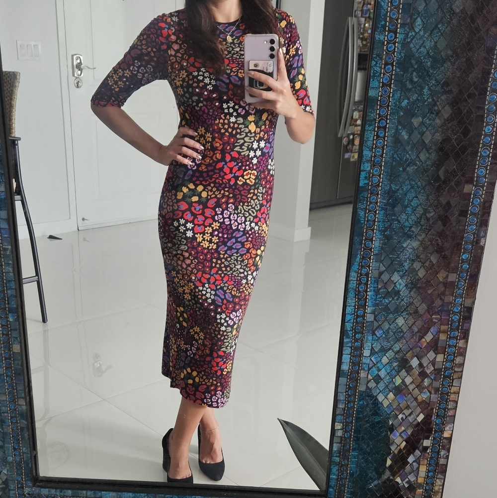 Farm Rio Colorful Leopard Print Women's Dress Size S